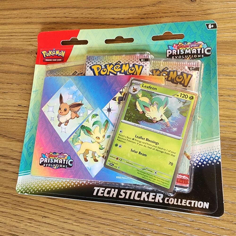 Pokemon Scarlet & Violet Prismatic Evolutions Tech Sticker Collection W/ Leafeon
